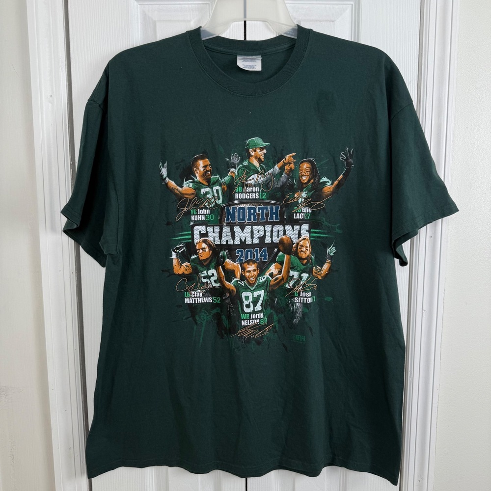 Green Bay Packers 2014 NFC North Champions T-Shirt 2XL Aaron Rodgers green